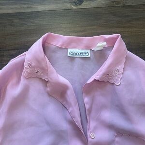 Dain-Tee Pink Embroided Sheer Blouse